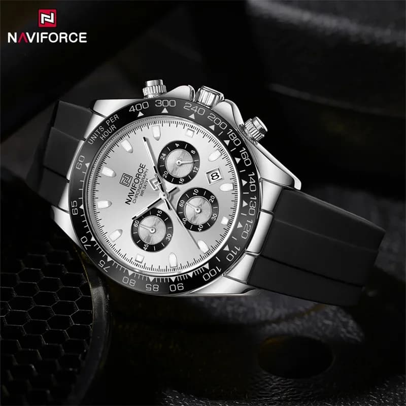 NAVIFORCE NF8054 Original Watches For Men Silicone Band Casual Sport Chronograph Luminous Wristwatch Relogio Masculino Male Gift - 4