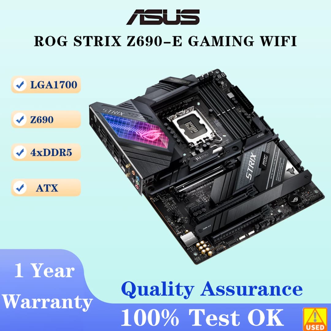 لوحة أم ASUS ROG STRIX Z690-E GAMING WIFI بمقبس LGA1700 معالج مركزي DDR5 6400(OC) MHz مجموعة شرائح Z690 لوحة رئيسية ATX