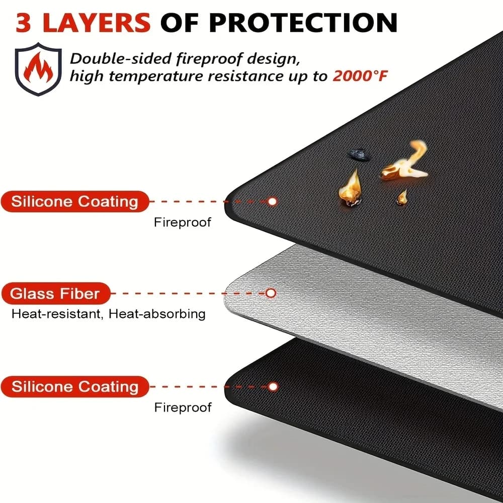 Outdoor Barbecue Pad for Protecting Wooden Floors Heat Resistant Fire Pit Mat, Flame Retardant Pad - 3