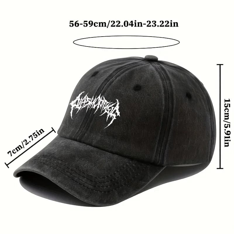 Retro style washed baseball cap with white print,men's and women's adjustable snap button for sun protection,casual outdoor wear - 5