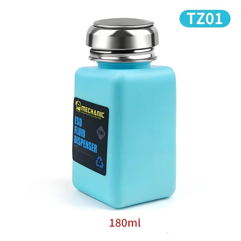 MECHANIC 180ml Metal Cap Liquid Alcohol Bottle Press Pumping ESD Fluid Dispenser Plastic Container For PCB Motherboard Cleaning - 5