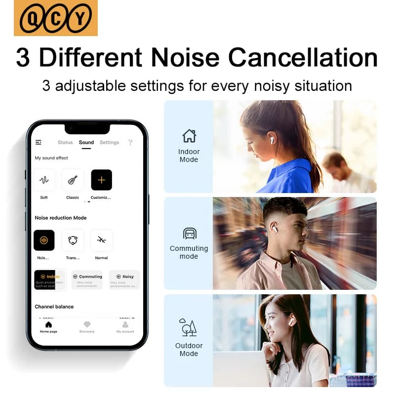 QCY HT05 Melobuds ANC Wireless Earbuds 40dB Multi-Mode ANC 6 Mics AI-Enhanced Calls Bluetooth 5.2 Earphones Transparency 30H - 3