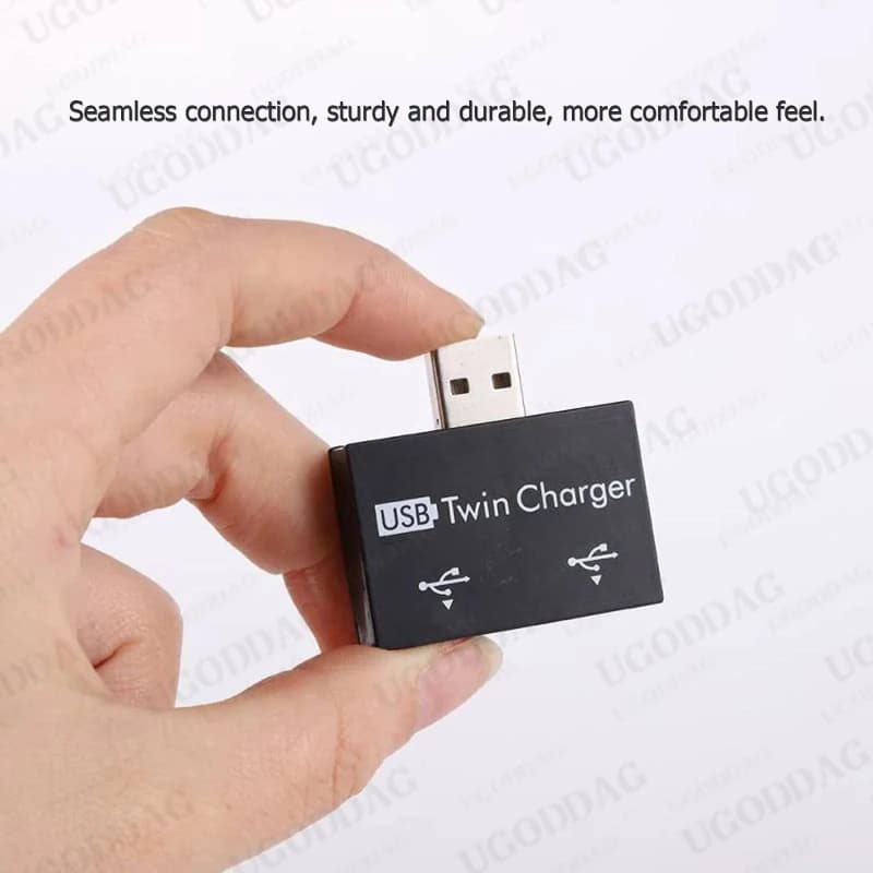 محور USB صغير 2-Port USB مزدوج شاحن الفاصل طقم محوّل سبائك الألومنيوم PC صغير محمول متين محور USB صغير للشحن - 4