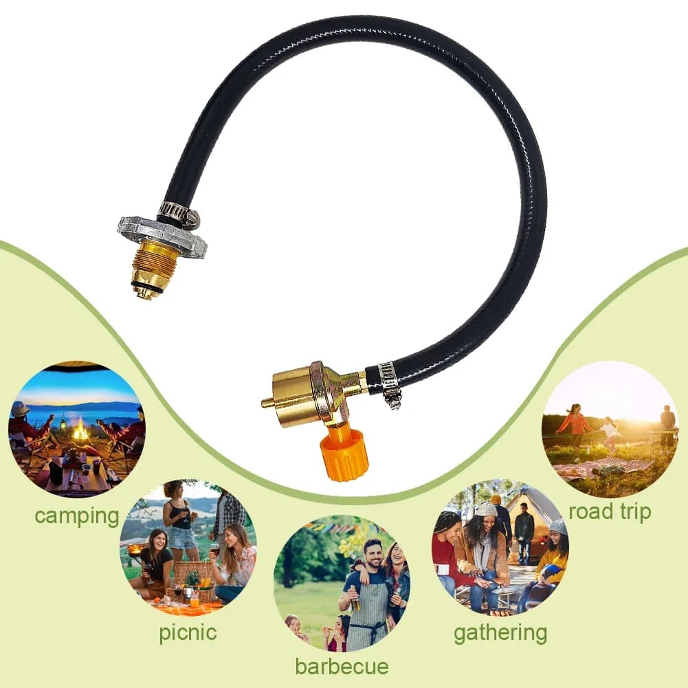 Gas Cylinder Filling Gas Adapter with ON-Off Control Valve Propane Extension Hose Copper Propane Refill Hose for Outdoor Camping - 3