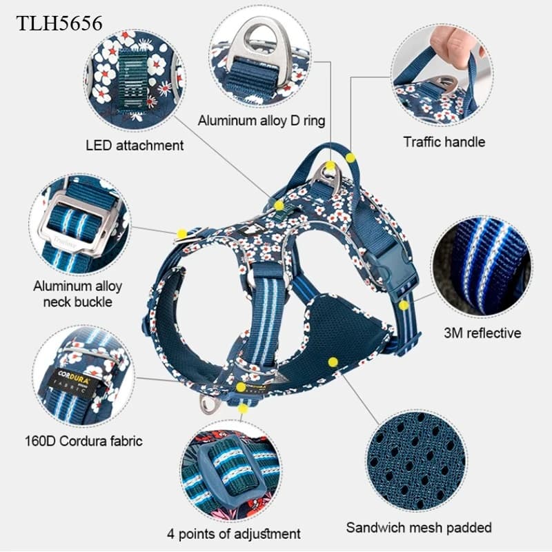 تسخير الحيوانات الأليفة من Truelove تسخير كلاب من النايلون الأنيق والمتين عاكس قابل للتنفس سترة تدريب مبطنة إكسسوارات فاخرة للحيوانات الأليفة - 5