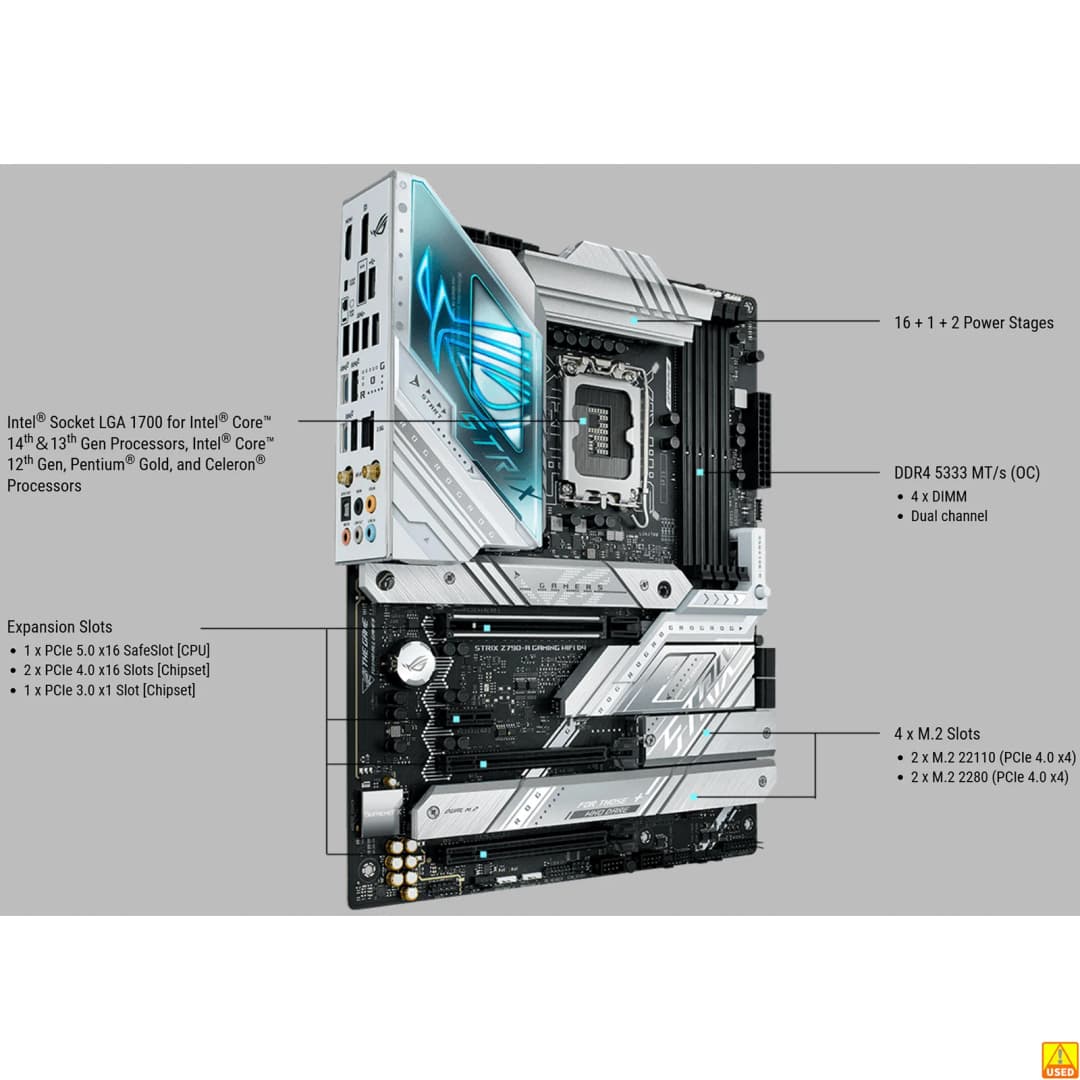 لوحة أم أسوس ROG STRIX Z790-A للألعاب، مقبس LGA1700، ذاكرة DDR4 حتى 5333 ميجاهرتز (OC)، شريحة Z790، ATX - 2