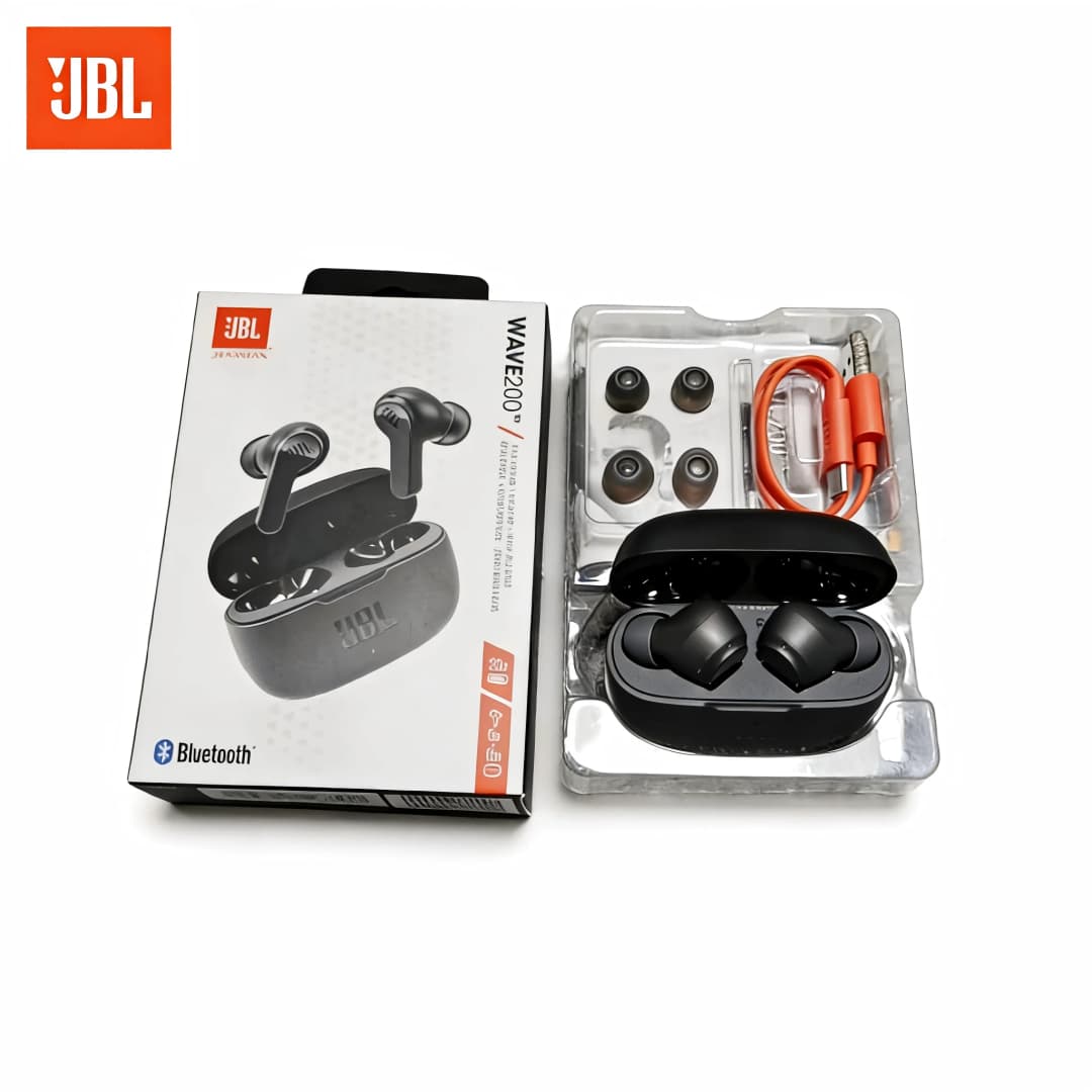 سماعات بلوتوث لاسلكية JBL Wave 200 مع صوت ستيريو وسماعات رأس بتقنية MiC - 6