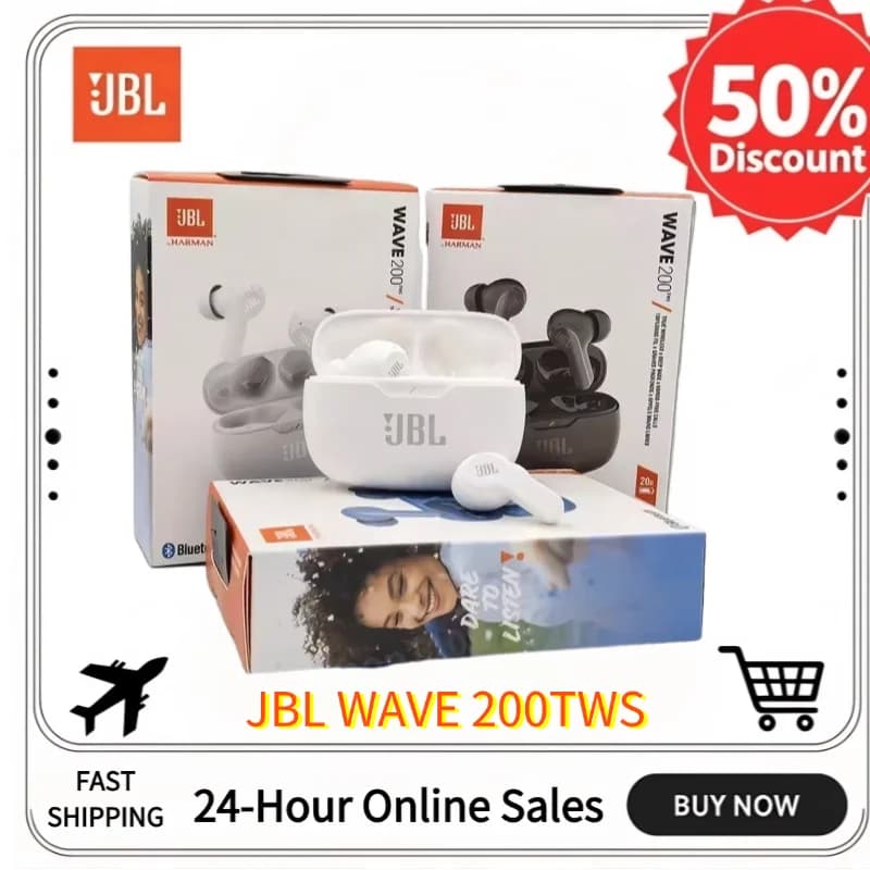 JBL ويف 200TWS سماعات بلوتوث لاسلكية حقيقية إلغاء الضوضاء هاي فاي رياضية داخل الأذن