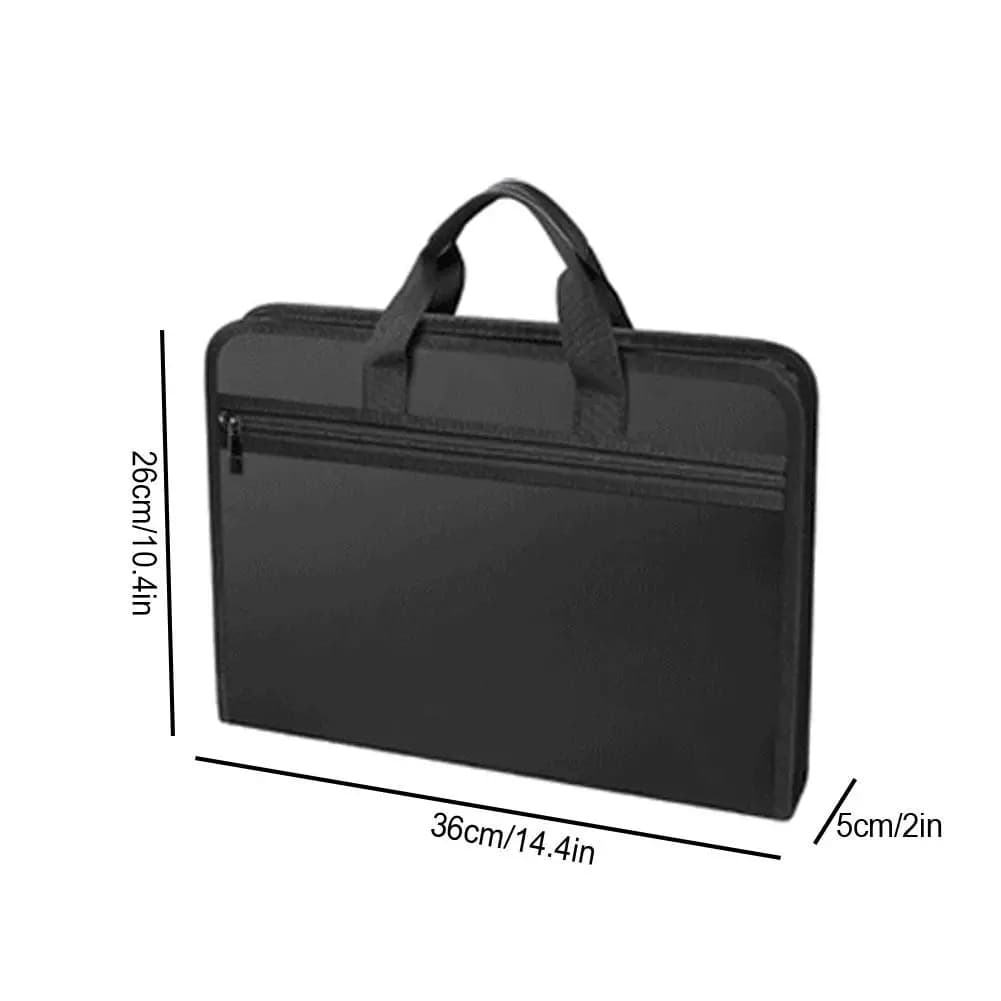 A4 Zipper File Bag Waterproof Fireproof Document Bag Foldable Accordion File Pouch Large Capacity Document Storage Bag - 6