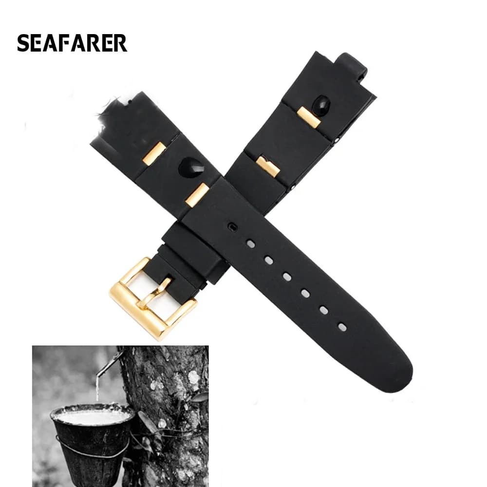 Watchband Man Black Rubber Replacement Watch Band Strap For BVLGARI  Bvlg Diagono 24mm *8mm  22mm*8mm - 3