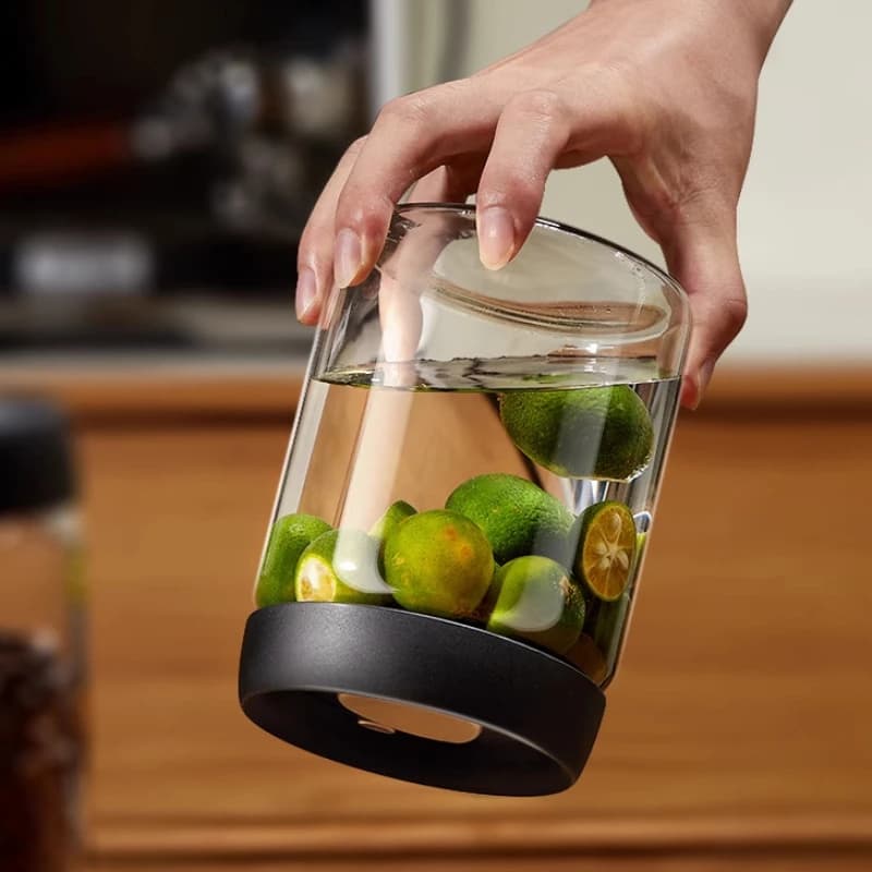 فراغ مختومة خزان حبوب البن تخزين زجاجة شفافة تخزين المواد الغذائية جرة الرطوبة واقية استخراج الهواء حاوية محكمة الغلق - 4