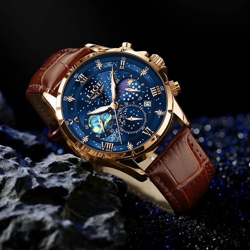 LIGE Men Watches Casual Sport Watch Men Luxury Waterproof Date Watches Luminous Chronograph Wristwatch Male Quartz Leather Clock - 6