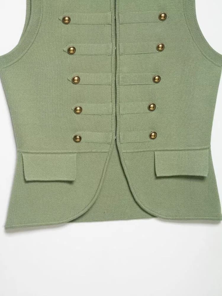 Women Knitting Tank Tops Camis 2026 Summer O-Neck Buttons Solid Sleeveless Female Elegant Street Top Clothing - 5