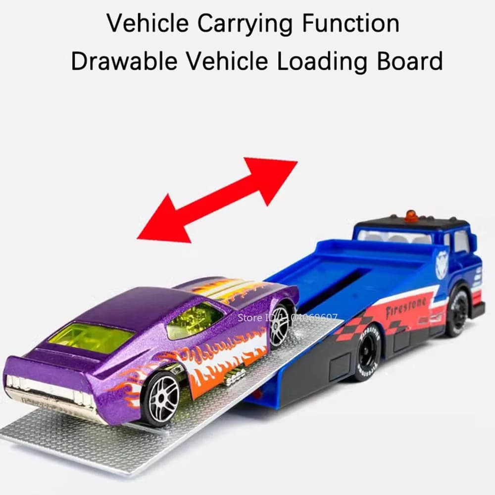 1:64 Scale Container Truck Miniature Model Toy Cars Metal Diecast Trailer with Pull Back Transport Vehicle Toys for Kids Gifts - 4