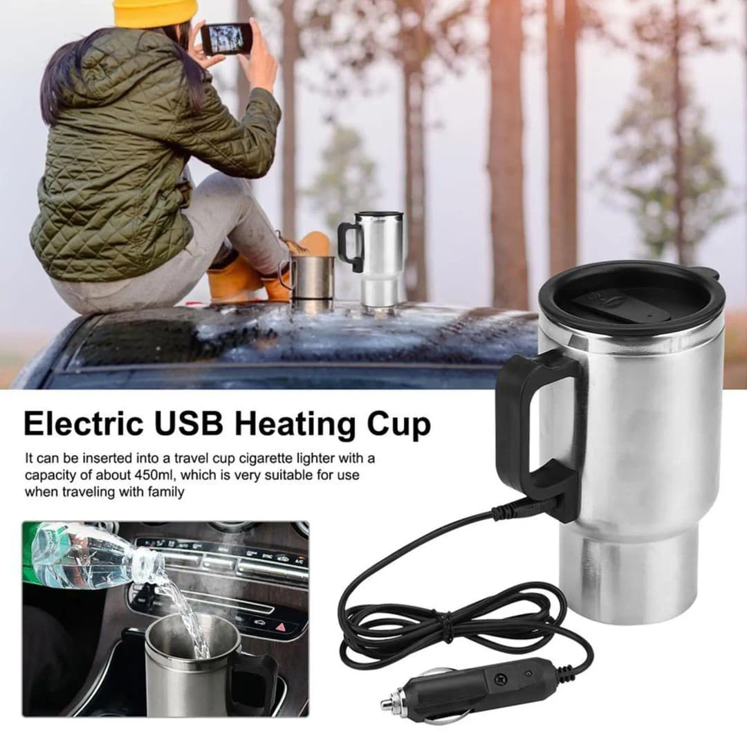 500 مل 12 فولت كوب تسخين كهربائي للسيارة كوب تسخين USB زجاجة ماء كوب شرب مسخن كوب سفر مع مسخن USB أدوات سيارة - 6