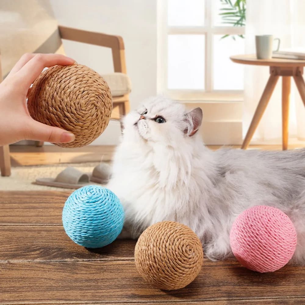 Interactive Sisal Cat Scratching Ball Toy For Kitten Teeth Cleaning Anti Bite 10CM Super Big Cat Ball Sounding Toy Pet Supplies - 5