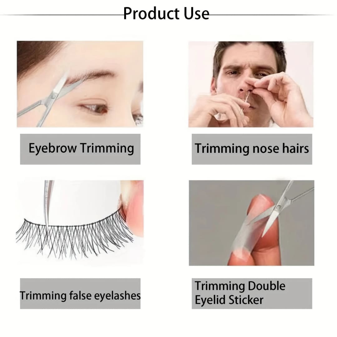 Curved Nose Hair Scissors Small Scissors for Beard Grooming, Eyelashes, Ear Hair Trimming Eyebrow Scissors - Professional Stainl - 6