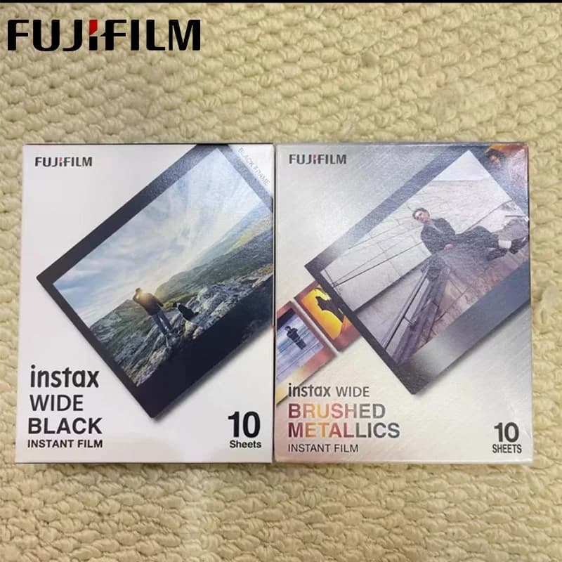 NewFujifilm Instax Wide Film White Edge Paper BLACK/ MONO CHROME/BRUSHED Photo Paper For Fuji Instant Camera 300/200/210/100/500