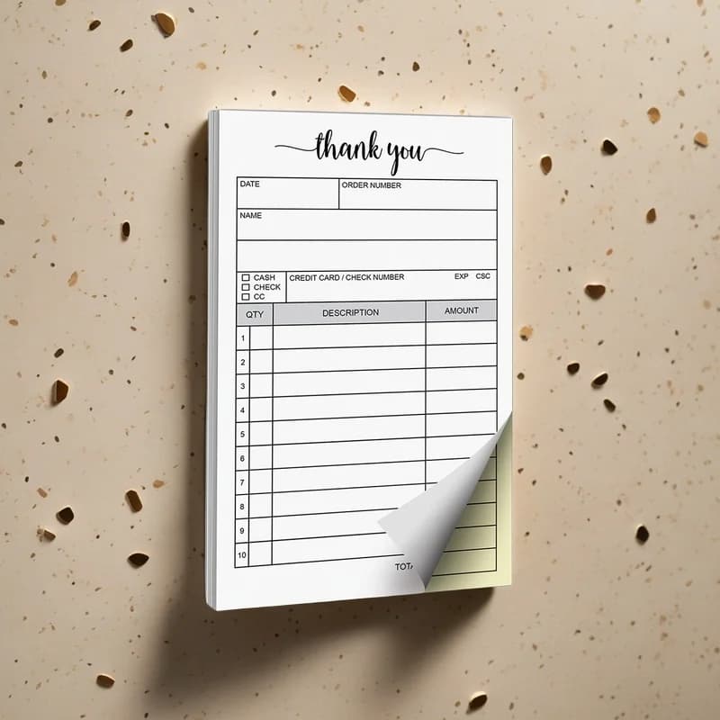 Bview Art 2-Part Carbonless Receipt Book - Duplicate Sales Order & Invoice Pad for Small Business SMB Use - 2