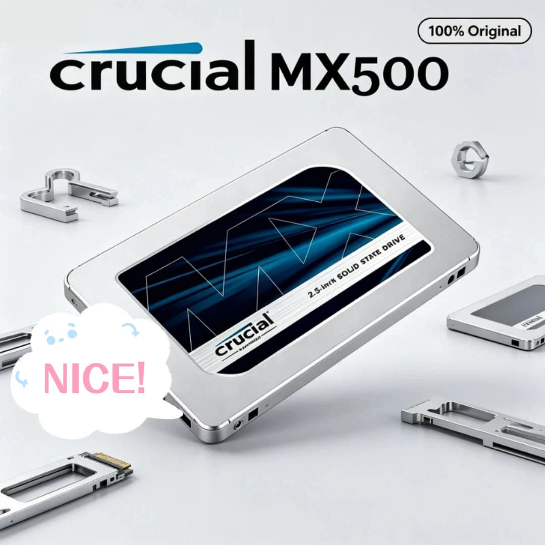 قرص صلب فعال من حيث التكلفة Crucial SSD MX500 بسعات 240 جيجا بايت، 500 جيجا بايت، 1 تيرا بايت، 2 تيرا بايت، SATA 2.5 بوصة، تقنية 3D NAND، للابتوب
