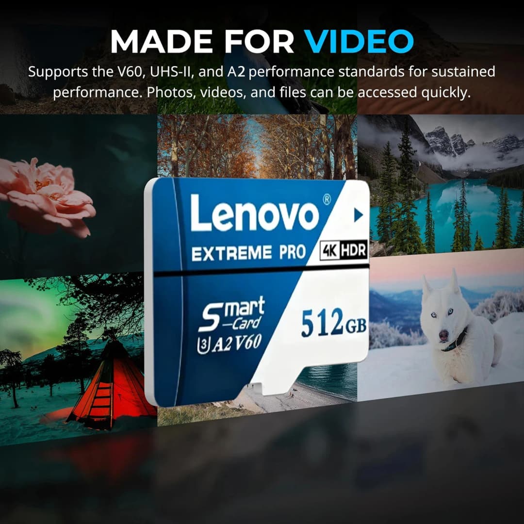 Lenovo Extreme Pro Micro SD Card High Speed Transfer Cartão De Memória 128GB 256GB 512GB U3 V60 TF Flash Card for Camera Drone - 4