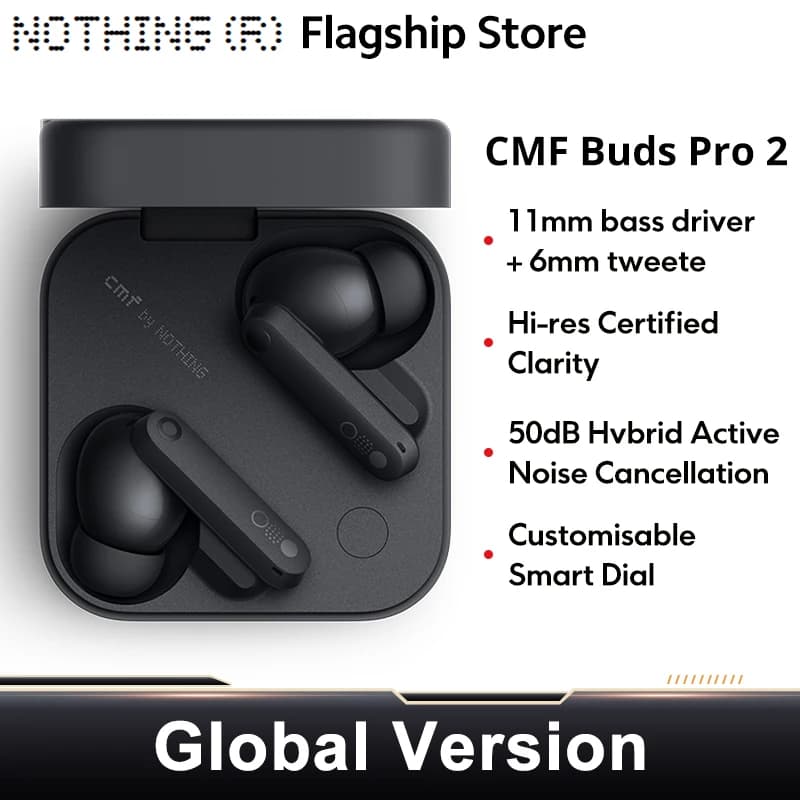 Global Version Cmf By Nothing Buds Pro 2 Earphone Bluetooth 5.3 IP55 with 50 dB Hybrid Active Noise Cancellation 6 HD MICS