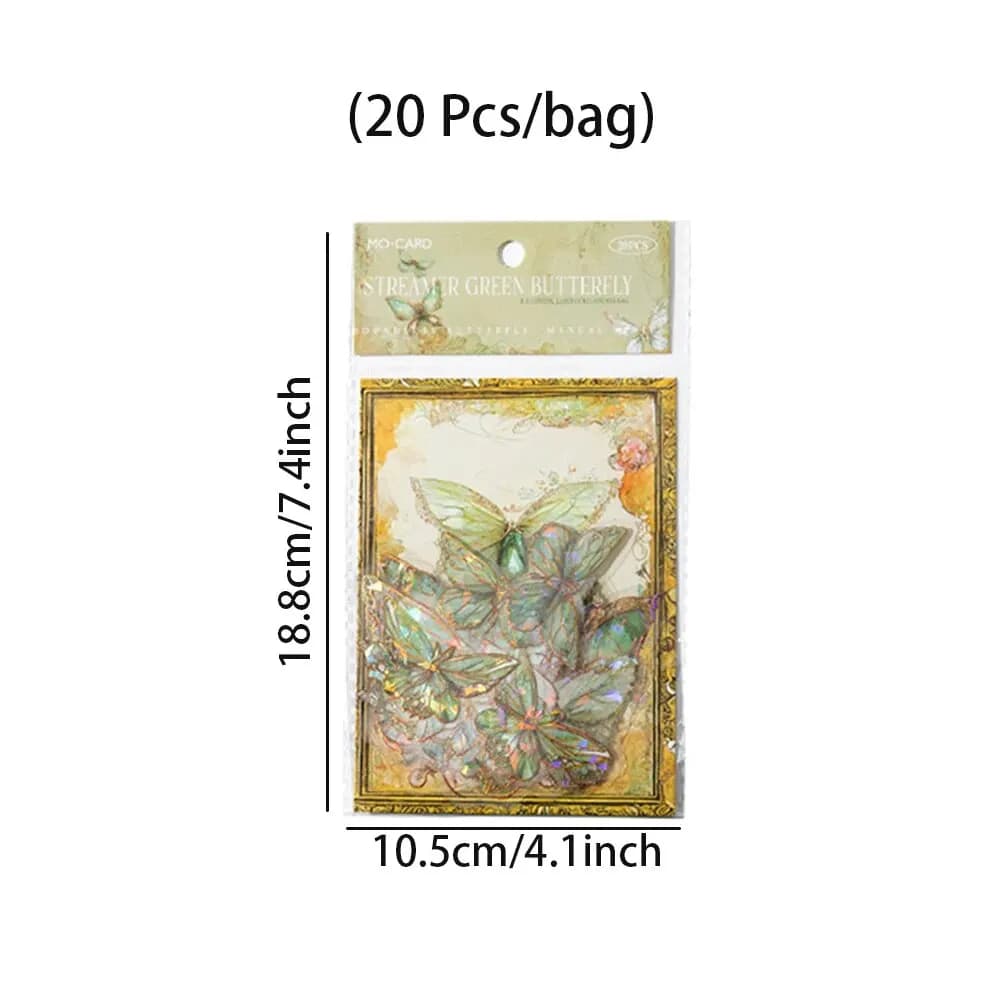 5 نمط 20 قطعة/الحزمة INS فراشة PET ملصق حزمة الجليد كريستال الليزر الذهب DIY كتيب الديكور ثلاثية الأبعاد سجل القصاصات - 6