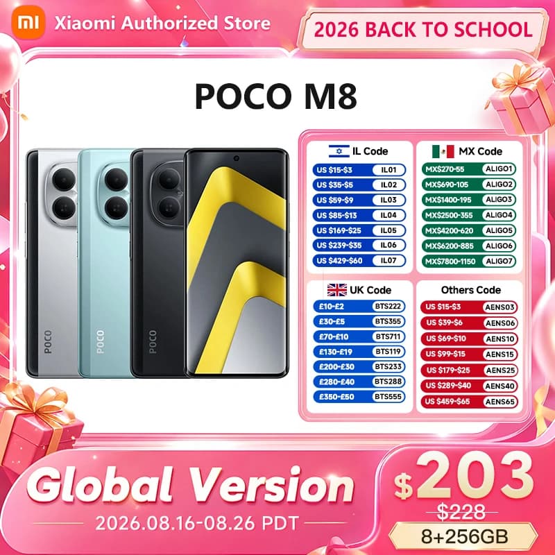 Global Version Mobile Phones POCO M8 5G Smartphone Snapdragon® 6 Gen 3 6.77' Flow AMOLED Display 5520mAh Battery 45W NFC