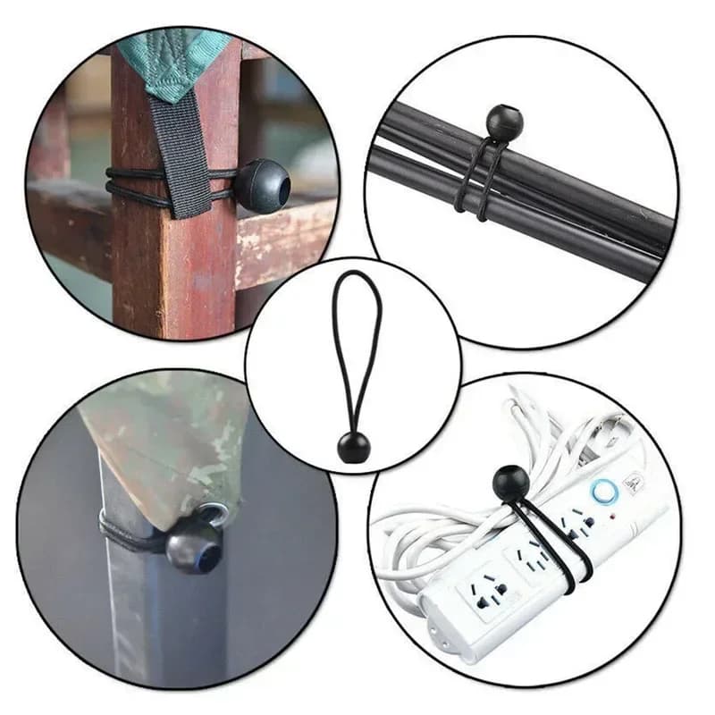 10pcs Bungee Ball Tarps Canvas Tarpaulin Flagpole Ties Cord Ends Elastic Rope Lace Fixed Boat Pole Camping Tent Accessories - 5