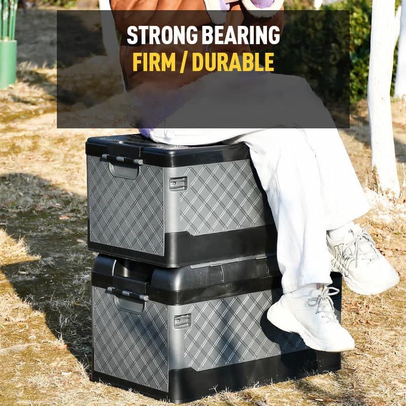 صندوق صندوق سيارة سعة 35/60 لتر، منظم سيارة، صندوق تخزين محمول للتخييم الخارجي، صندوق صندوق سيارة قابل للطي، ملحقات منظم داخلي للسيارة - 4