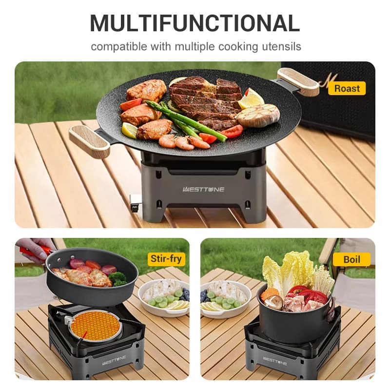 WESTTUNE Outdoor Gas Stove Portable Cooking Stoves Camping Emergency Burner with Electronic Ignition for Garden Picnic BBQ - 5