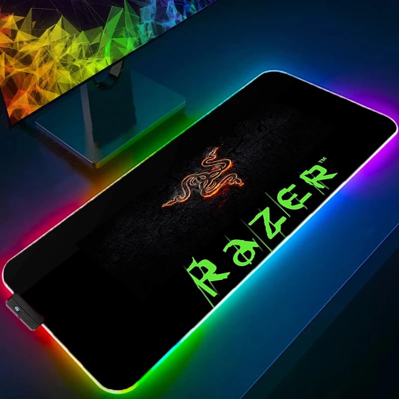 رازر لوحة ماوس بإضاءة RGB LED، حصيرة مكتبية مطاطية غير قابلة للانزلاق، لوحة ممتدة، إكسسوارات كمبيوتر، لوحة ماوس لابتوب، لوحة مفاتيح، حصيرة ألعاب كبيرة بدقة HD - 4