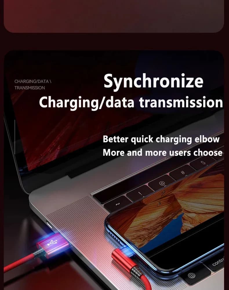 كابل USB بزاوية 90 درجة لهواتف iPhone 14 و13 و12 و11 Pro Max وX وXR و6s و7 و8 Plus بطول 2م و3م كابل شحن سريع وبيانات - 6