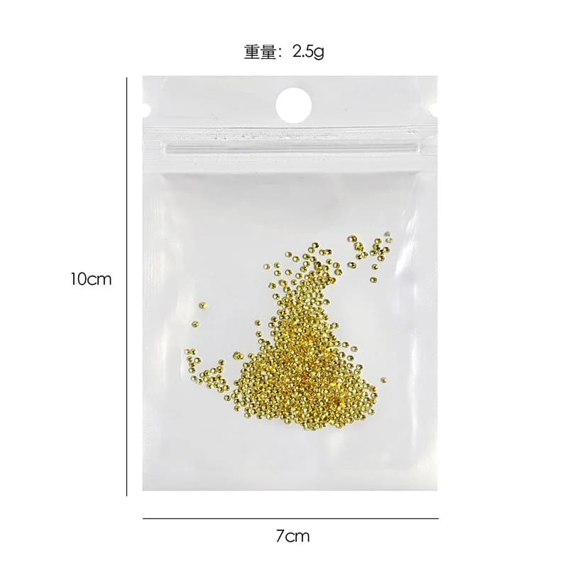 About 1000pc Nail Art Mini Stainless Steel Metal Bead Hollow Gold Silvery Small Micro Caviar Nails Beads 3D Kit Nail Decorations - 6