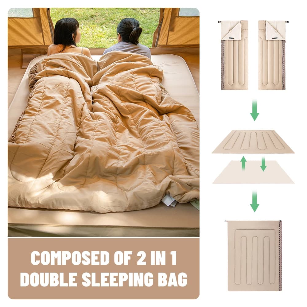 كيس نوم تخييم من Naturehike خفيف الوزن لفصول الصيف والربيع والخريف، كيس نوم قطني قابل للتوصيل، أساسيات معدات التخييم - 3