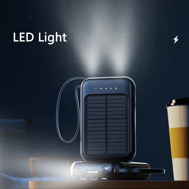 Lenovo 500000mAh Solar Power Bank High Capacity Fast Charging Built in 4 Cables Powerbank Outdoor Spare Battery For All Phones - 3