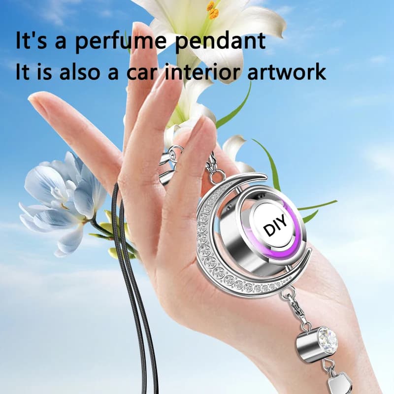 معطر هواء للسيارة على شكل قلادة قمر، معلق على مرآة الرؤية الخلفية، زجاجة فارغة مع ديكور داخلي - 4