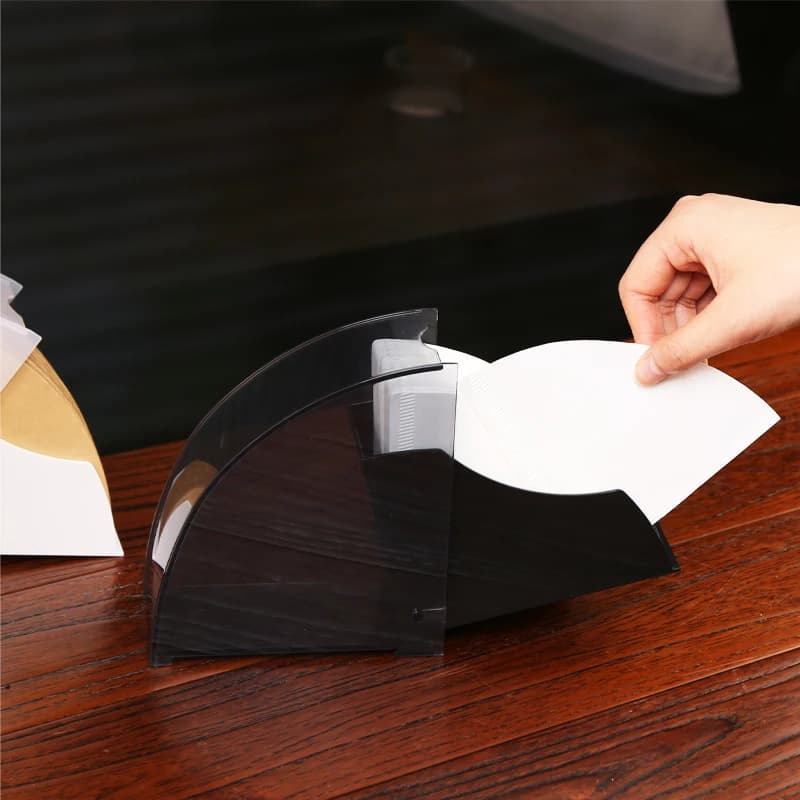 Plastic Dust-proof Filter Paper Box Filter Paper Holder Coffee V Filter Paper Fan-shaped Filter Paper Dust-proof Storage Box - 6
