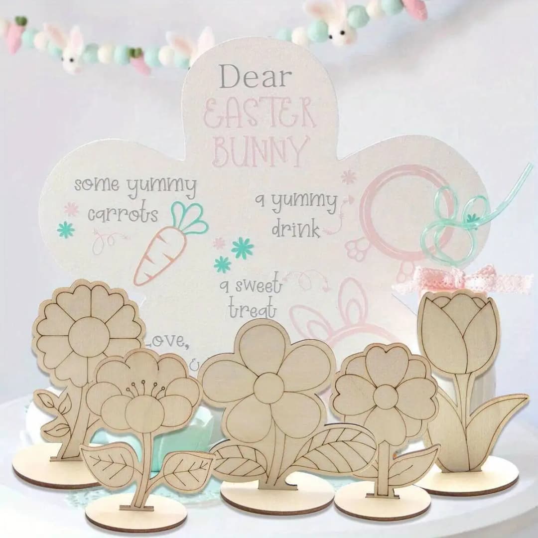 6 قطعة/المجموعة روز/زنبق/عباد الشمس زخرفة خشبية الخشب دهان داي الحرف لربيع سعيد عيد الفصح حفلة الجدول الديكور العرض - 4