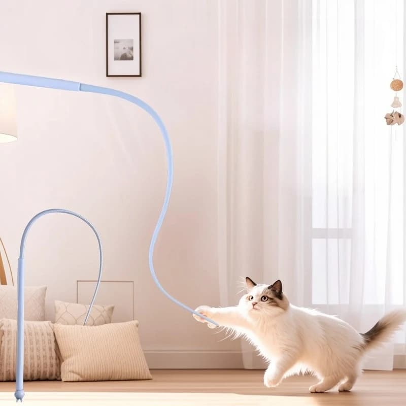 لعبة عصا إغراء للقطط تفاعلية من السيليكون، ذيل فأر محاكٍ لتدريب القطط، ألعاب قطط متينة - 2