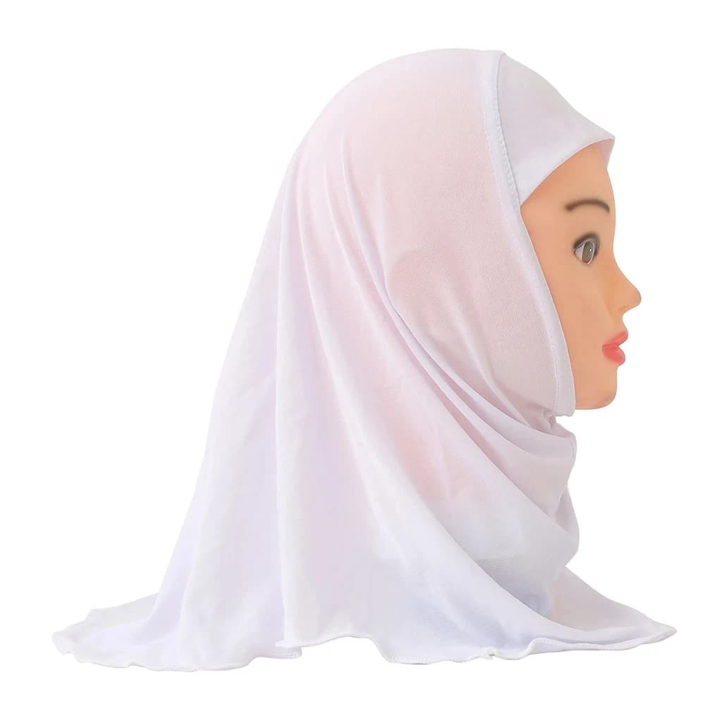 Solid Color Children Hijabs Muslim Girls Kids Hijab Islamic Scarf Shawls Soft Stretch for 2 to 7 Years Old Girls Turban 50cm - 3