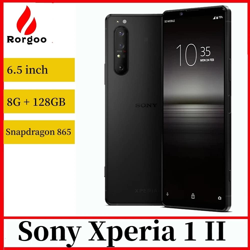 هاتف Sony Xperia 1 II 5G بشاشة 6.5 بوصة وذاكرة 8GB RAM و128GB ROM ومعالج Snapdragon 865 وكاميرتين 12MP و8MP مع NFC