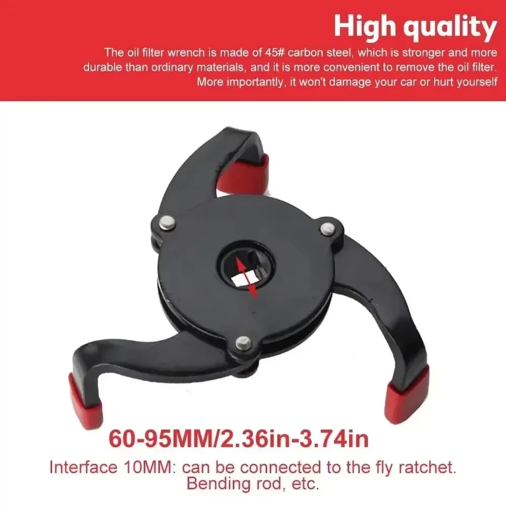 مفتاح فلتر زيت سيارة 1 قطعة مفتاح ربط ثلاثي الفك أداة إصلاح سيارات ملحقات تغيير الزيت أداة فك فلتر زيت عالمية - 6