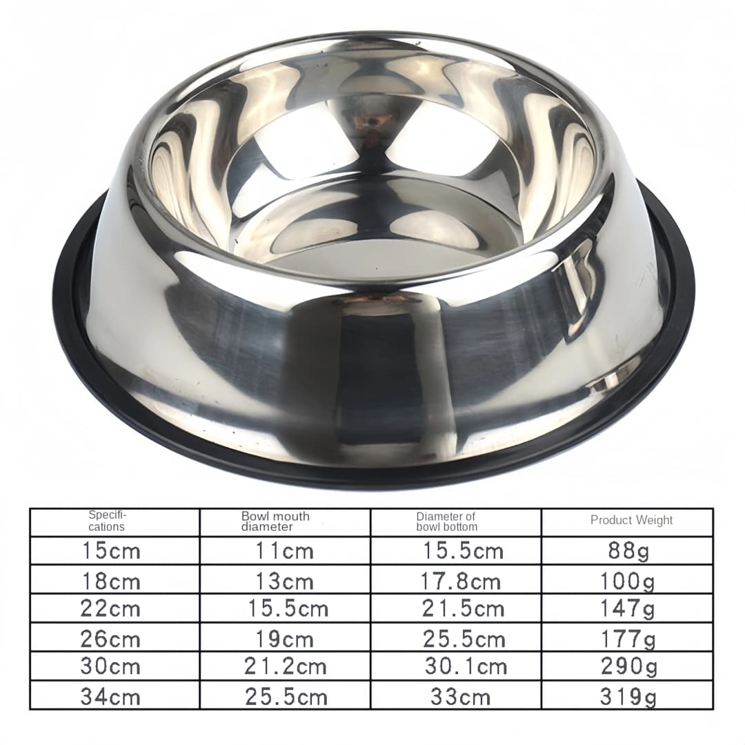 Pet Dog Cat Stainless Steel Bowl Pet Feeding Bowl Cat and Dog Drinking Bowl Metal Feeder Bowl Durable Easy To Clean 6 Sizes - 6