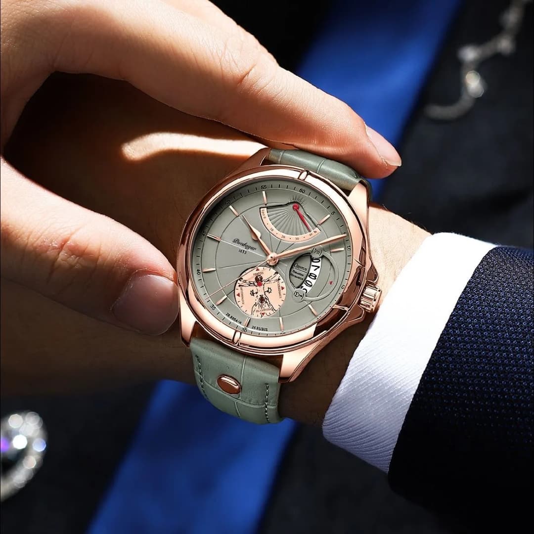 POEDAGAR Luxury Business Men's Quartz Wristwatch Waterproof Luminous Date Leather Man Watch Fashion Watches For Men Reloj Hombre - 5