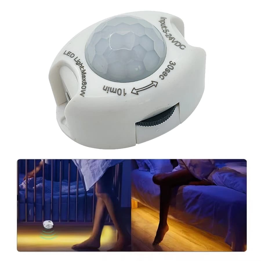 مفتاح ذكي مع مستشعر حركة بالأشعة تحت الحمراء، 5V/24V، تحكم أوتوماتيكي في شريط إضاءة LED، وحدة صغيرة، شريط لاصق