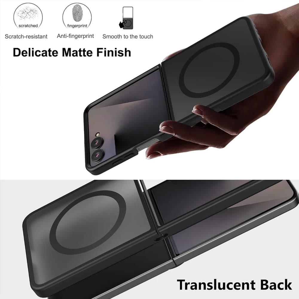 UYUXIO Translucent Magnetic Mobile Phone Case for Samsung Galaxy Z Flip 7 Wireless Charging Cases Rugged Slim Cover with Magnet - 4