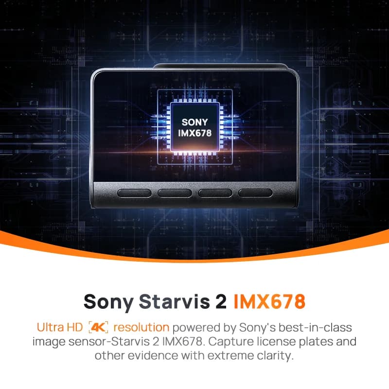 70mai 4K Dash Cam A810 Starvis 2 IMX678 4K HDR Dash Cam F1.8 150° FOV ADAS GPS AI Motion Detection Car Camera Recorder - 2