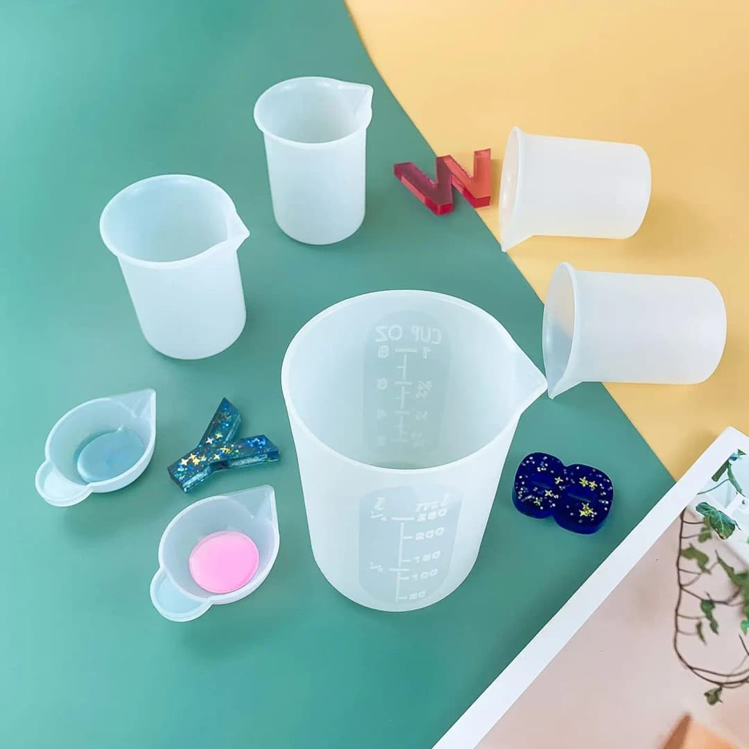 Silicone Mixing Measuring Cups UV Resin Mold for Paint Pouring Cups DIY Resin Tool Epoxy Resin Acrylic Paint Jewelry Making Tool - 3