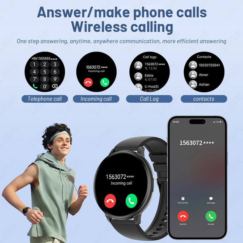 LIGE Smart Watch Men Women Bluetooth Call Heart Rate Health Monitor 1.38inch HD Screen Fashion Sports Men Smartwatch Women  2026 - 3